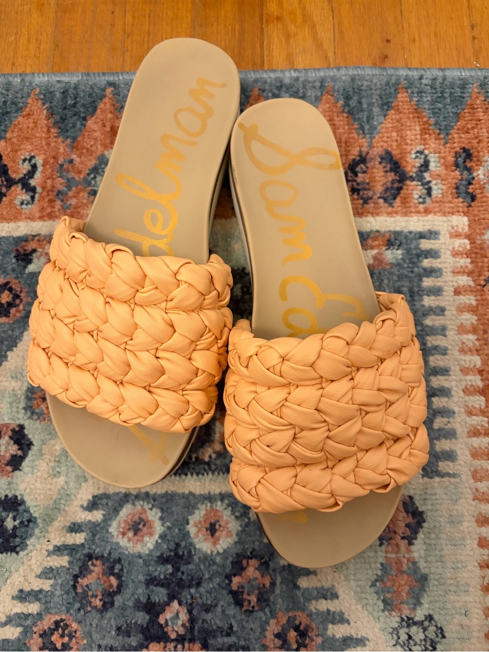 Sam Edelman Braided Peach Slide Sandals Beachy Coastal